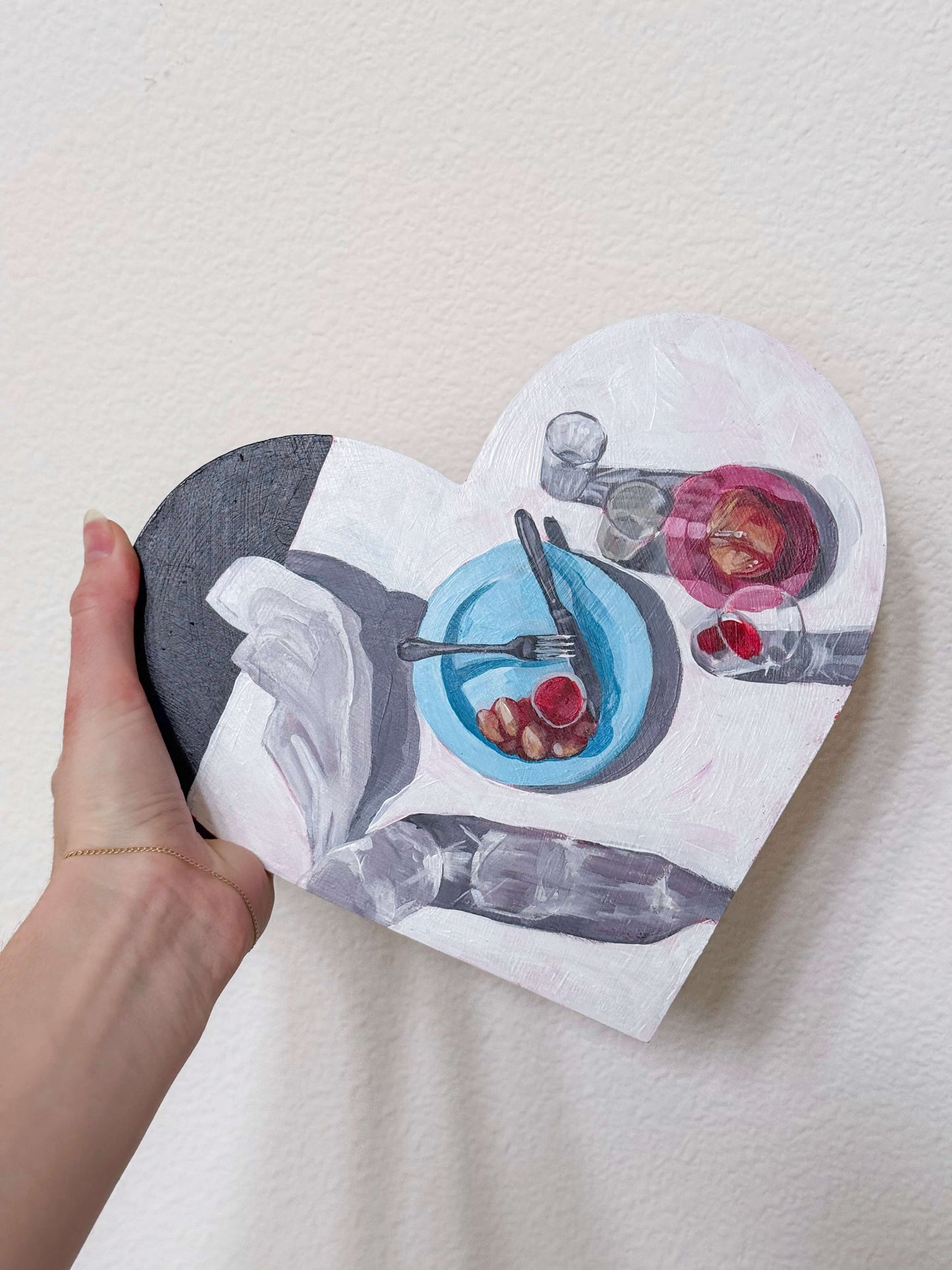 Diner Party Heart Still Life Orginal Painting