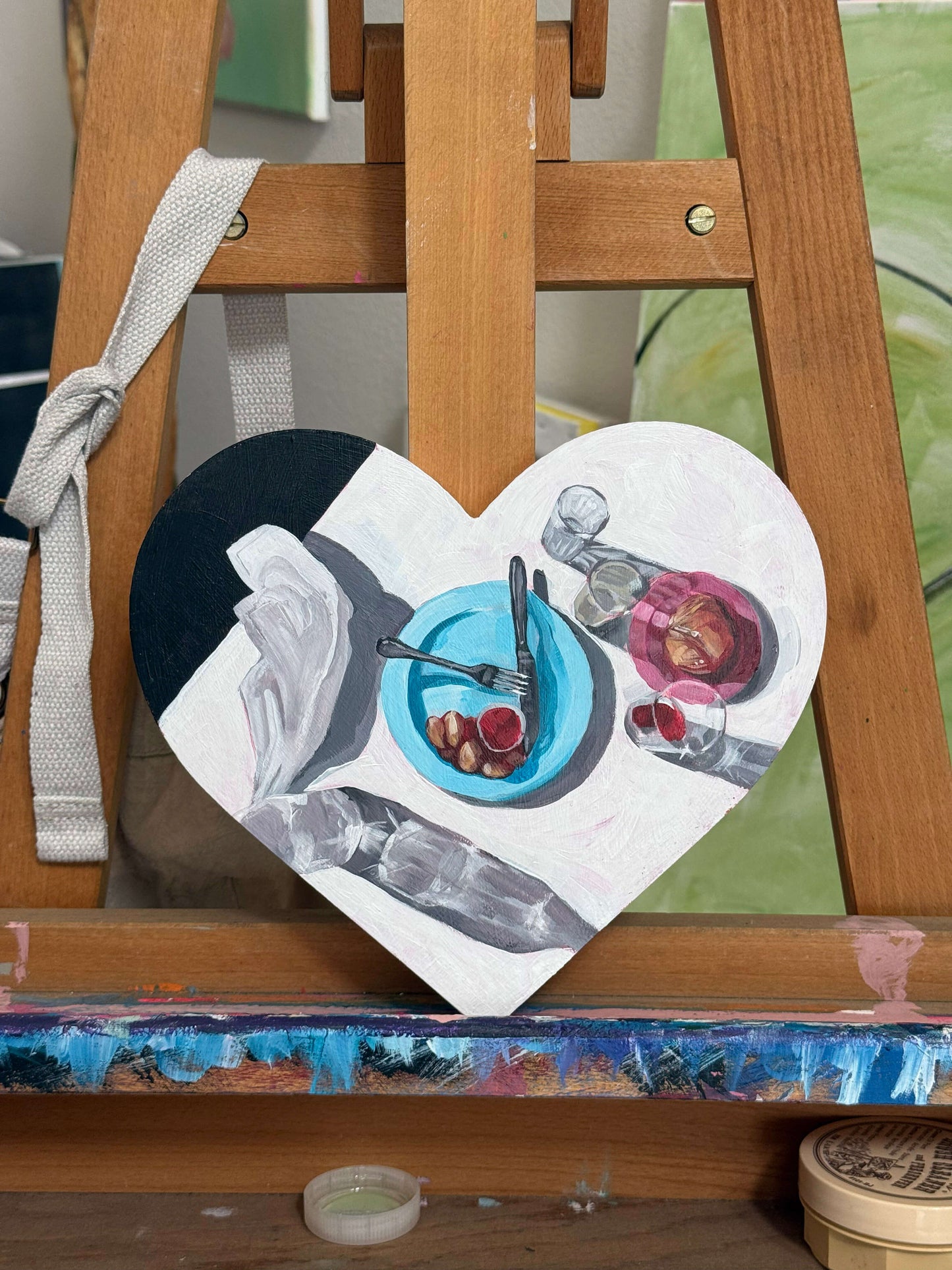 Diner Party Heart Still Life Orginal Painting
