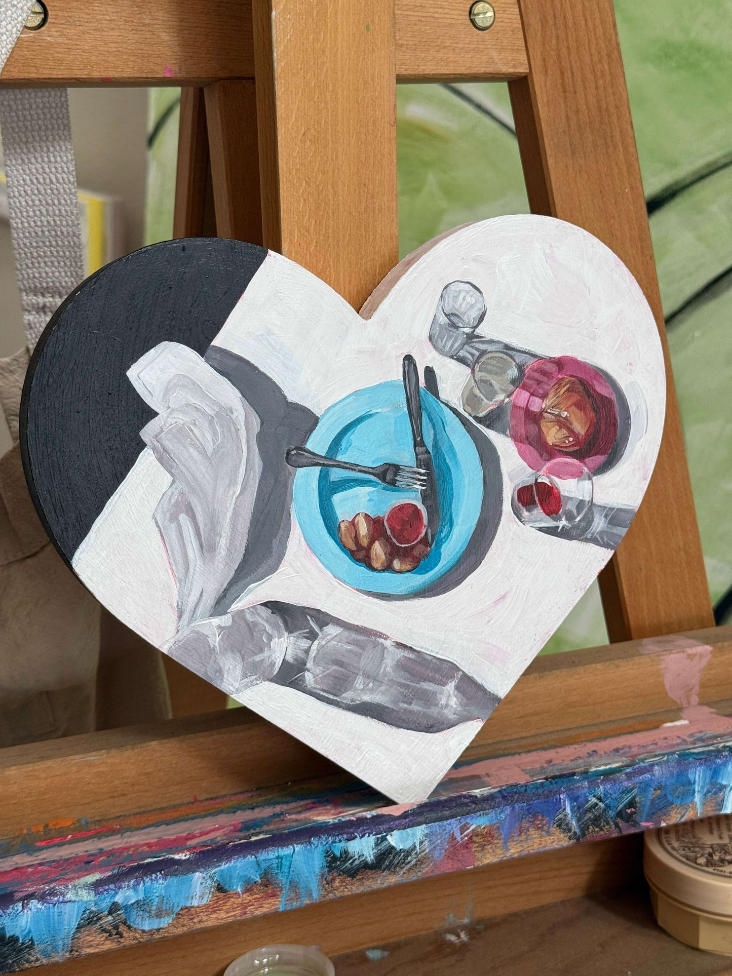 Diner Party Heart Still Life Orginal Painting