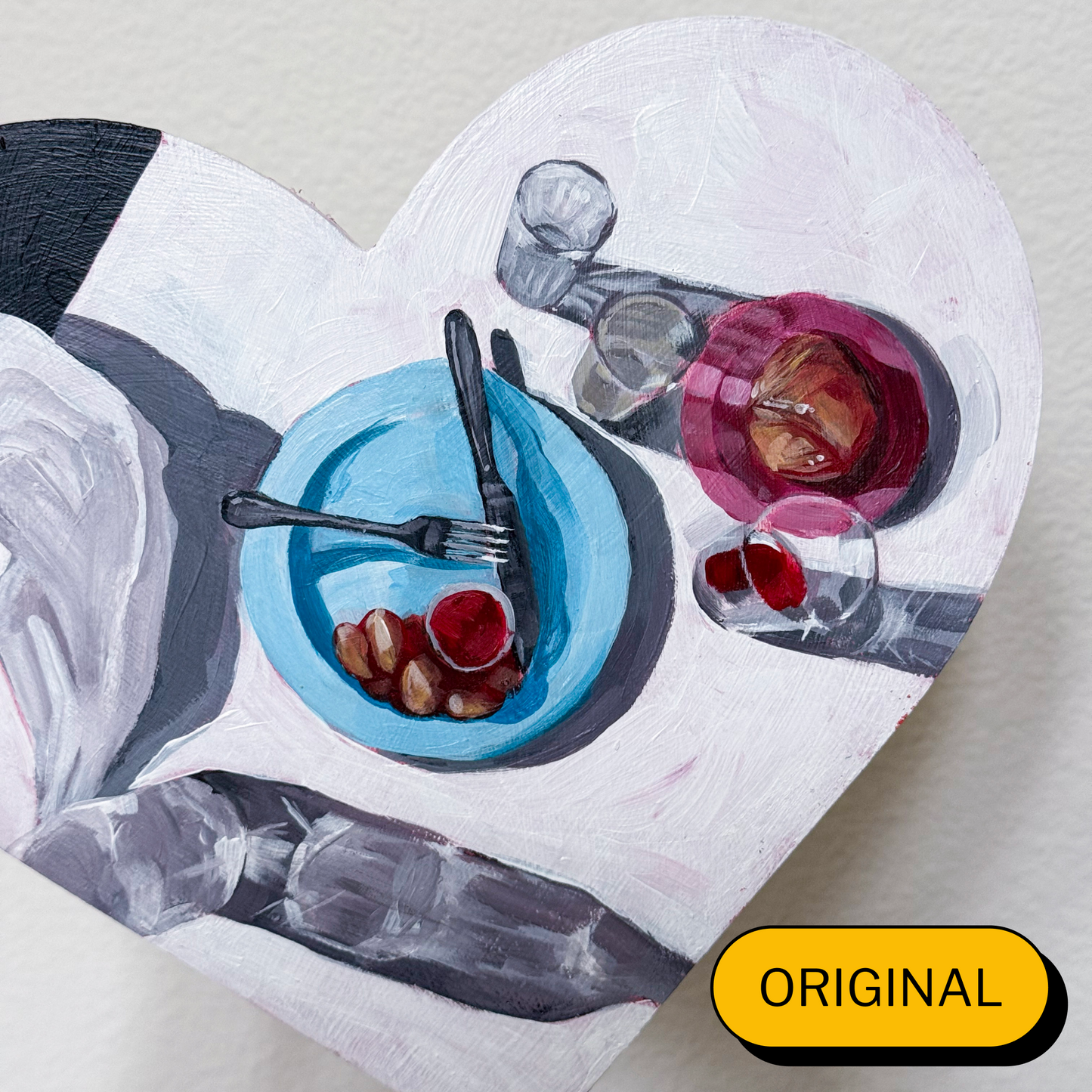 Diner Party Heart Still Life Orginal Painting